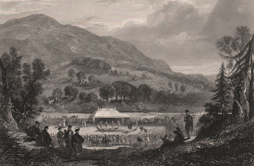 The St. Fillan Highland Games. Scotland 1845 old antique vintage print picture